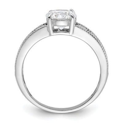 Sterling Silver Rh-plated Round Channel Set CZ Engagement Ring