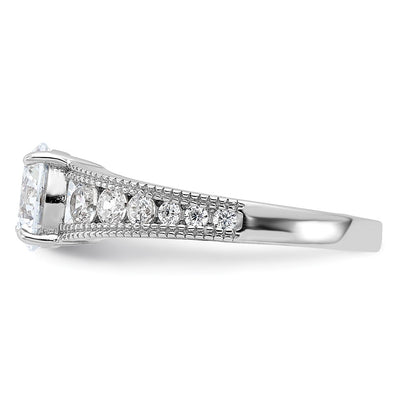 Sterling Silver Rh-plated Round Channel Set CZ Engagement Ring