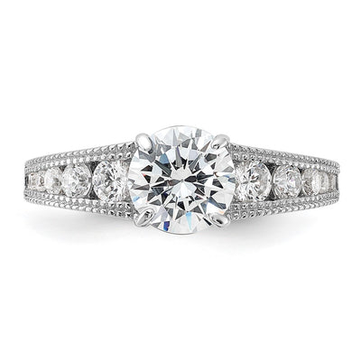 Sterling Silver Rh-plated Round Channel Set CZ Engagement Ring