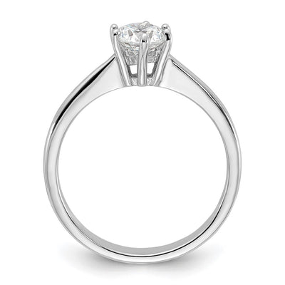 Sterling Silver Rhodium-plated Round CZ 6-prong Engagement Ring
