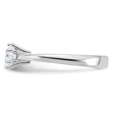 Sterling Silver Rhodium-plated Round CZ 6-prong Engagement Ring