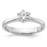 Sterling Silver Rhodium-plated Round CZ 6-prong Engagement Ring