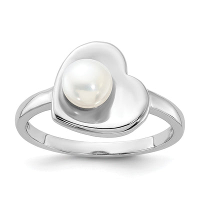 Sterling silver pearl heart ring