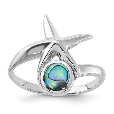 Sterling silver abalone starfish ring