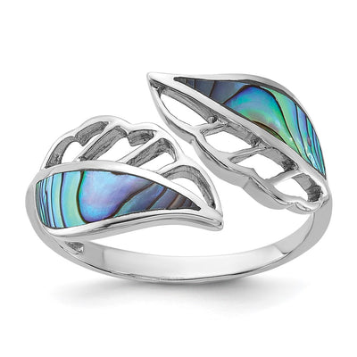 Sterling silver abalone leaf ring