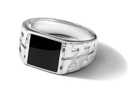 Sterling Silver Rhodium-plated Polished Black Onyx Men's Ring