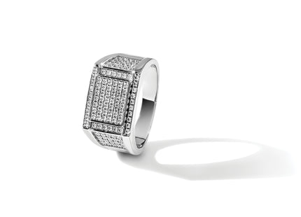 Sterling Silver Rhodium-plated CZ Signet Ring