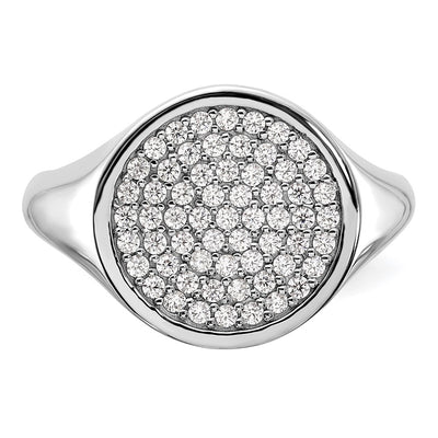 Sterling Silver Rhodium-plated Polished CZ Fashion Men's Ring