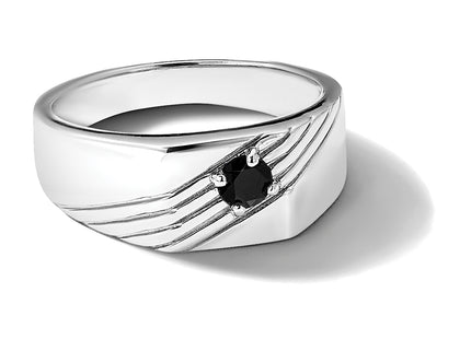 Sterling Silver Rhodium-plated Black Onyx Signet Men's Ring