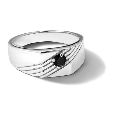 Sterling Silver Rhodium-plated Black Onyx Signet Men's Ring