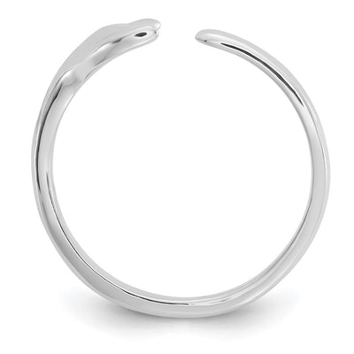 Sterling Silver Rhodium-plated Polished Whale Tail Ring