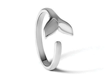 Sterling Silver Rhodium-plated Polished Whale Tail Ring