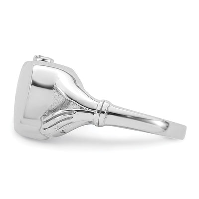 Sterling Silver Rhodium-plated Polished Claddagh Heart Ash Holder Size