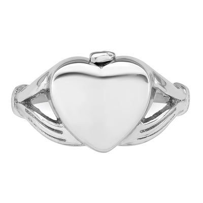 Sterling Silver Rhodium-plated Polished Claddagh Heart Ash Holder Size