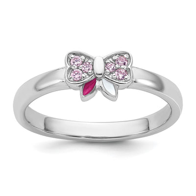Sterling silver cubic zirconia bow ring