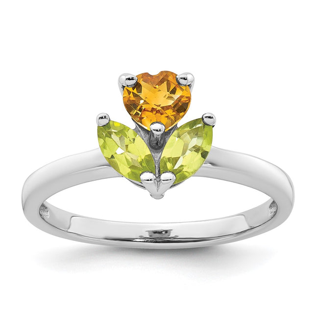 Sterling silver peridot heart ring