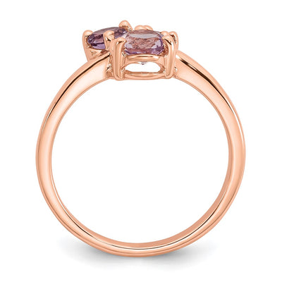 Sterling Silver Rose Gold-plated Polished Round Amethyst, Pink Quartz and Rhodolite Garnet Size