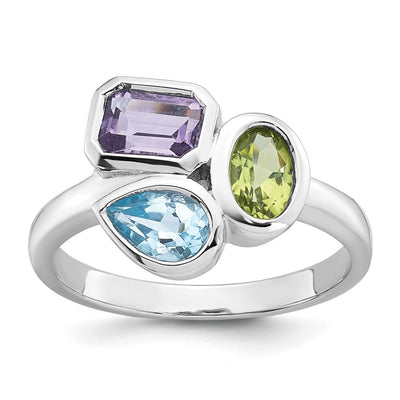 Sterling silver blue topaz oval ring