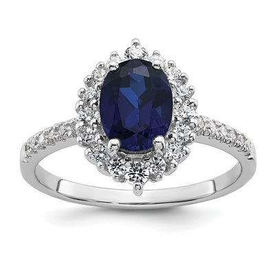 Sterling silver cubic zirconia oval ring