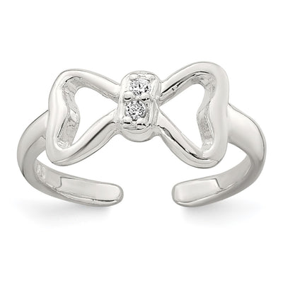 Sterling silver cubic zirconia bow ring