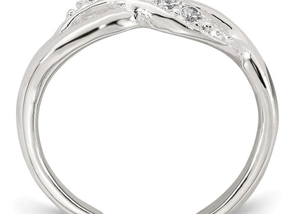 Sterling Silver Polished CZ Infinity Adjustable Toe Ring (Style QR7677)