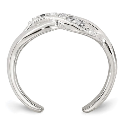 Sterling Silver Polished CZ Infinity Adjustable Toe Ring