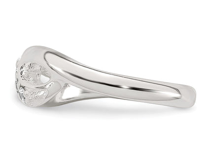 Sterling Silver Polished CZ Infinity Adjustable Toe Ring (Style QR7677)