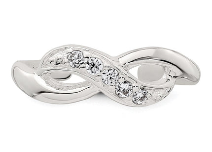 Sterling Silver Polished CZ Infinity Adjustable Toe Ring (Style QR7677)