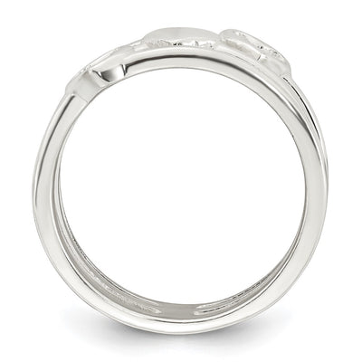 Sterling Silver Polished Hearts Three Band Size