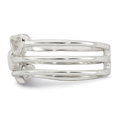 Sterling Silver Polished Hearts Three Band Size
