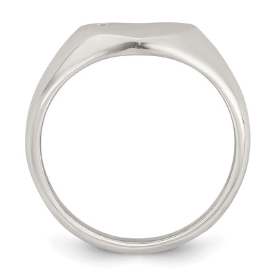 Sterling Silver Polished White CZ Heart Size 6 Signet Ring