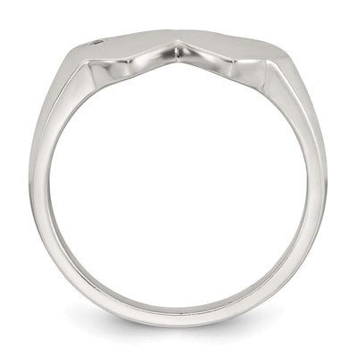 Sterling Silver Polished White CZ Double Heart Size 6 Signet Ring