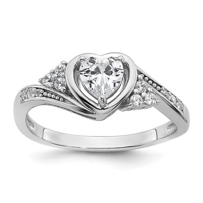 Sterling silver cubic zirconia heart ring