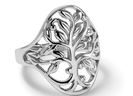 Sterling Silver Rhodium-plated Polished Fancy Tree Size