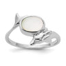 Sterling Silver Rhodium-plated Polished Oval Mother of Pearl and Dolphin Size 6 Ring