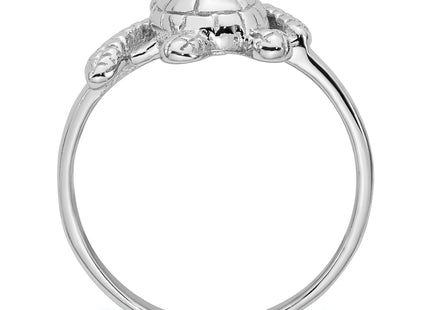 Sterling Silver Rhodium-plated Polished and Textured Sea Turtle Size