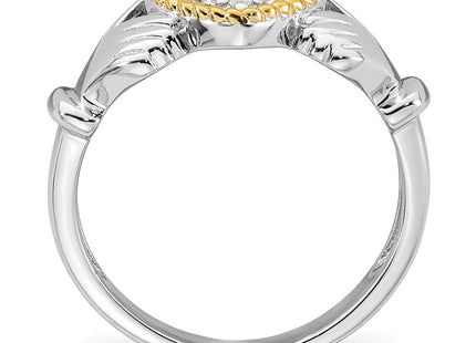 Sterling silver cubic zirconia claddagh ring, alternate view
