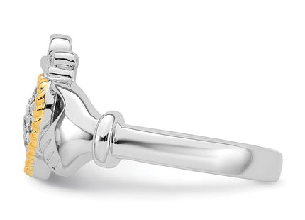 Sterling silver cubic zirconia claddagh ring, another view