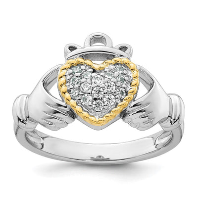 Sterling silver cubic zirconia claddagh ring