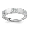 Sterling Silver Rhodium-plated Polished Pave CZ Squares Size 8 Adjustable Ring