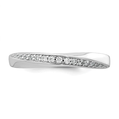 Sterling Silver Rhodium-plated Polished and Twisted CZ Band Size