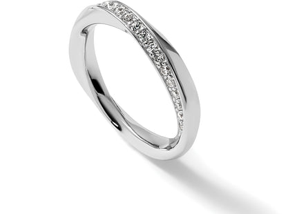 Sterling Silver Rhodium-plated Polished and Twisted CZ Band Size