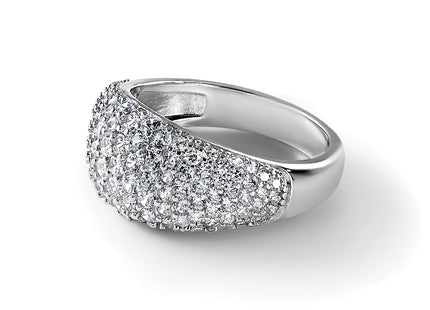 Sterling Silver Rhodium-plated Polished Tapered Pave CZ Size