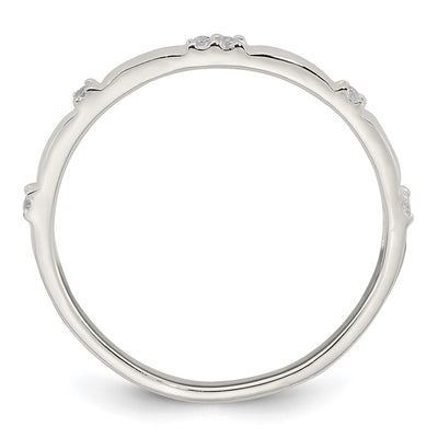 Sterling Silver Polished CZ Band Size