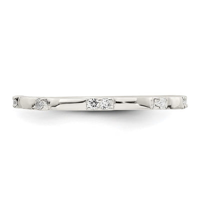 Sterling Silver Polished CZ Band Size