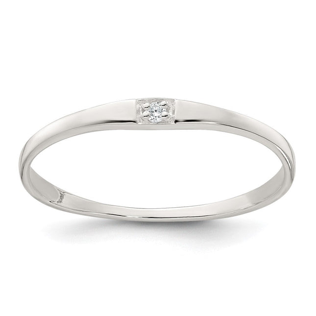 Sterling Silver Polished CZ Band Size