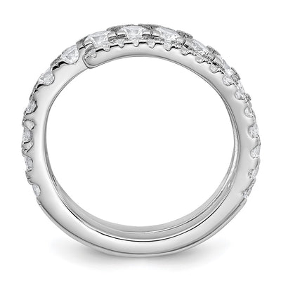 Sterling Silver Rhodium-plated Polished CZ Wrapped Band Size