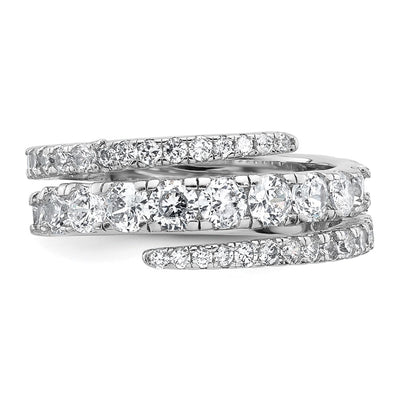 Sterling Silver Rhodium-plated Polished CZ Wrapped Band Size