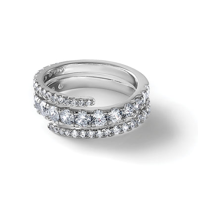 Sterling Silver Rhodium-plated Polished CZ Wrapped Band Size