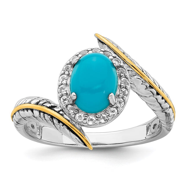 Sterling silver topaz feather ring